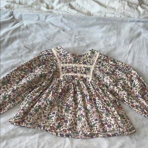 Zara Kids Floral Blouse with Lace Trim